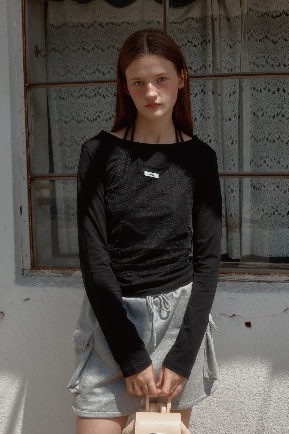 MESH LAYERED LONG SLEEVE SET_BLACK | LETERIE