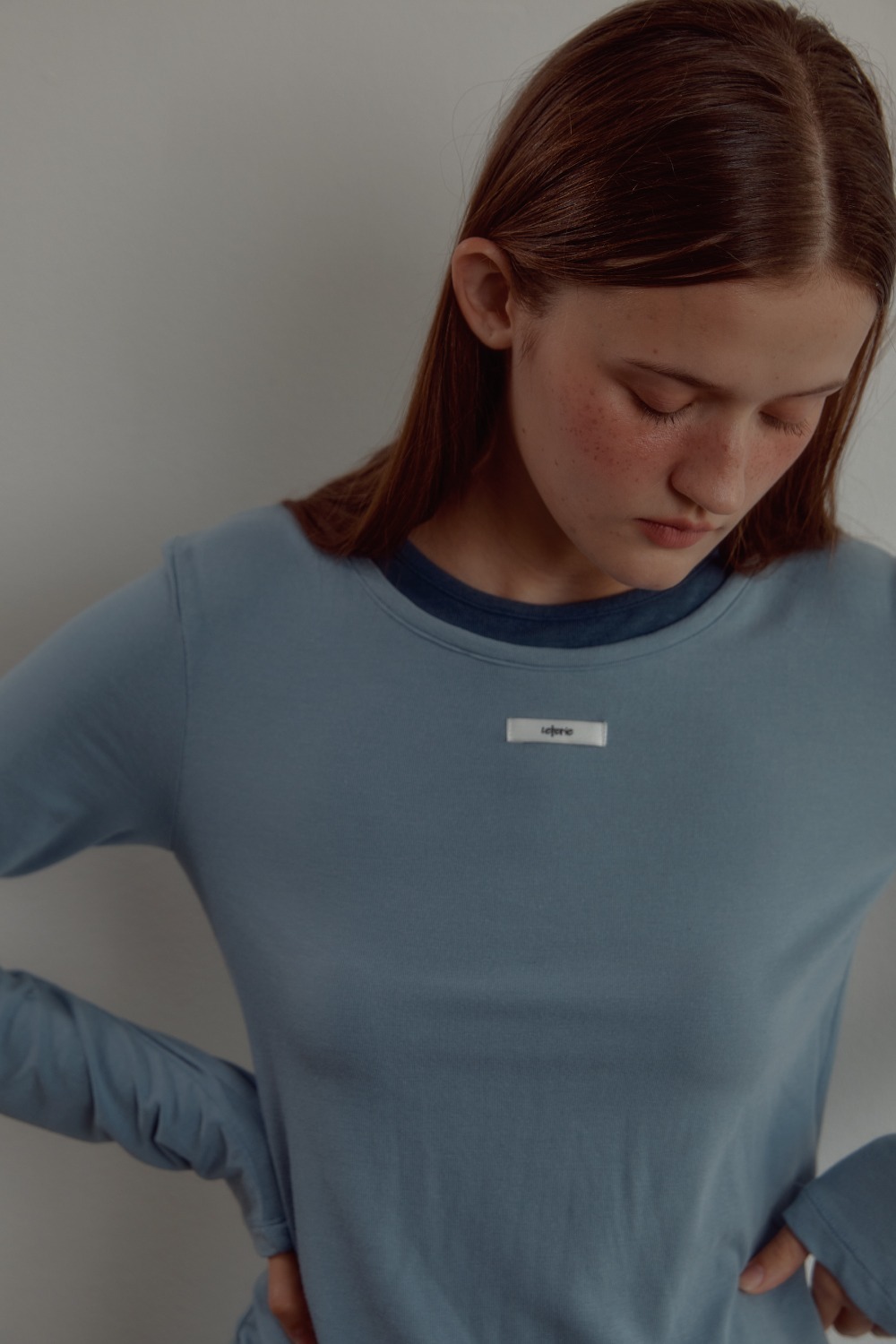 DOUBLE LAYERED LONGSLEEVE TEE_BLUE | LETERIE