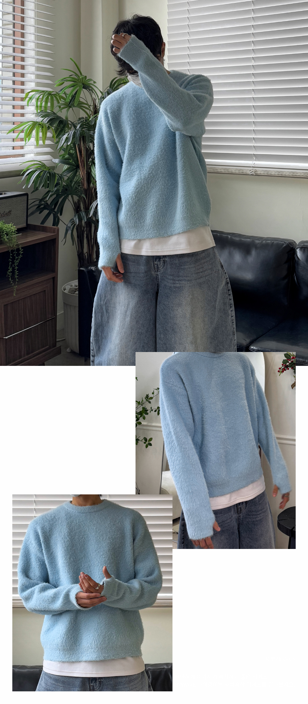 긴팔 티셔츠 모델 착용 이미지-S105L64