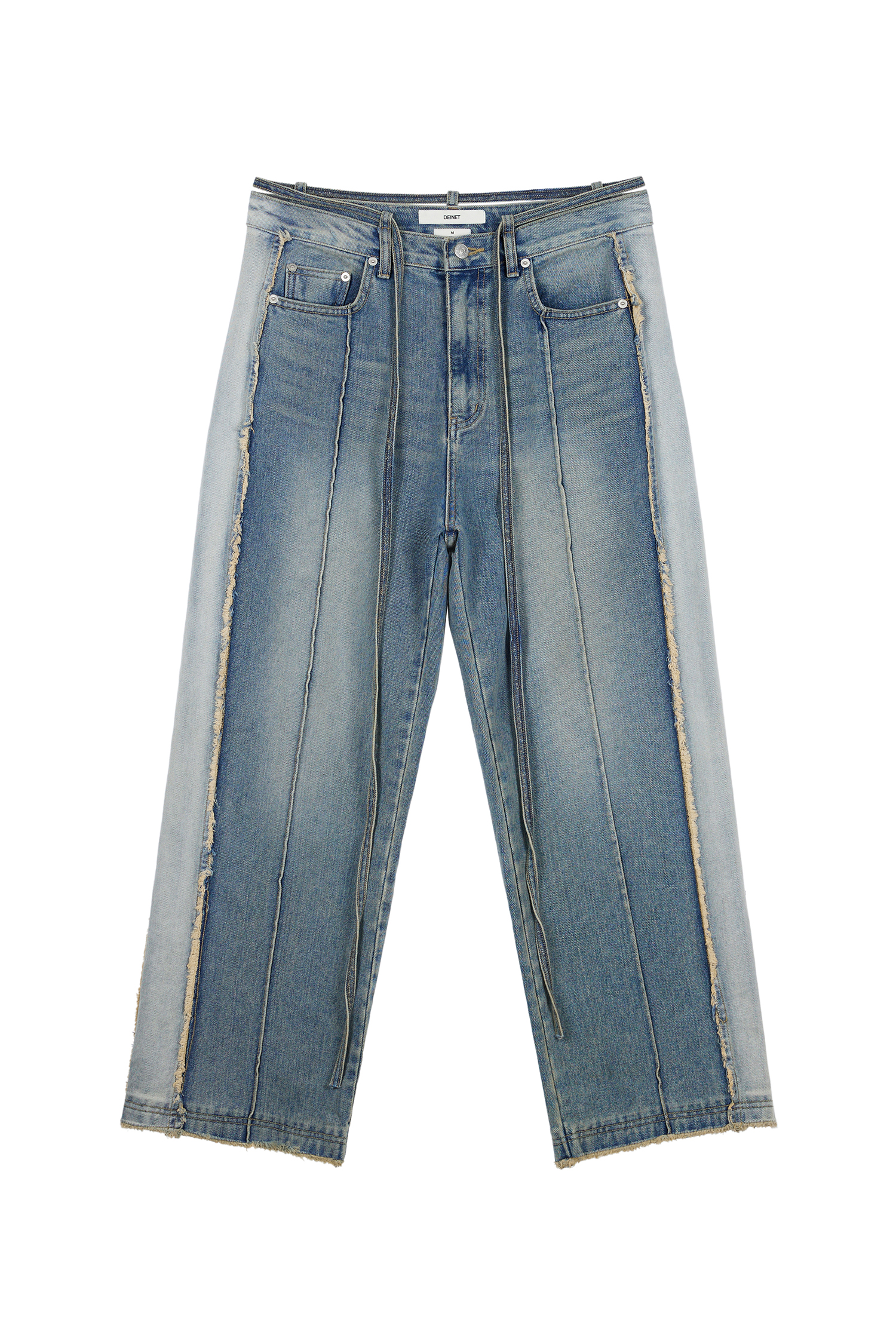 韓国商品/DEINET STRING BELT RAW EDGE JEANS STRING BELT RAW EDGE JEANS IN BLUE - DEINET