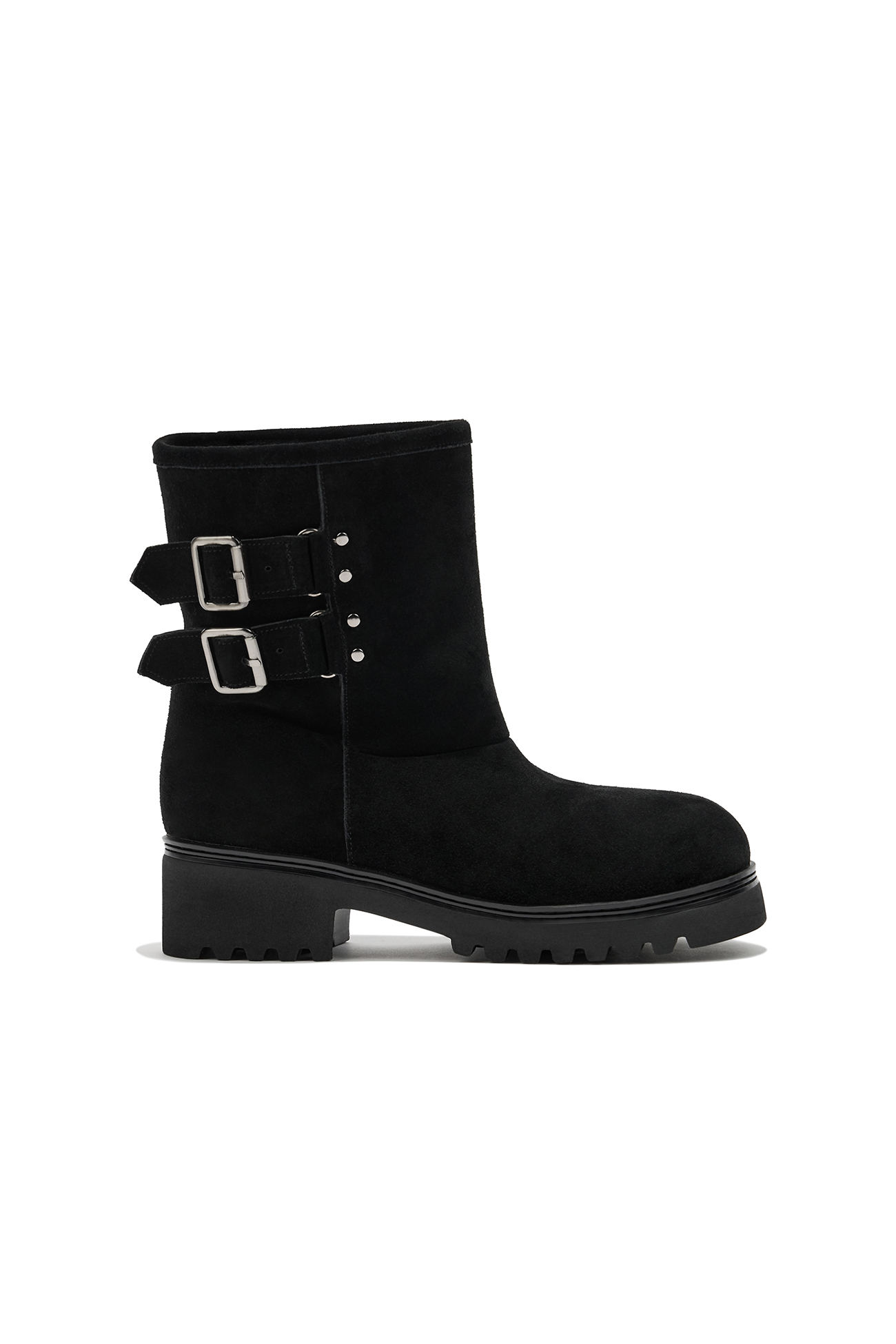 ショートブーツ・ブーティ DEINET TEDDY BEAR BUCKLE BOOTS IN BLACK TEDDY BEAR BUCKLE BOOTS IN BLACK - DEINET