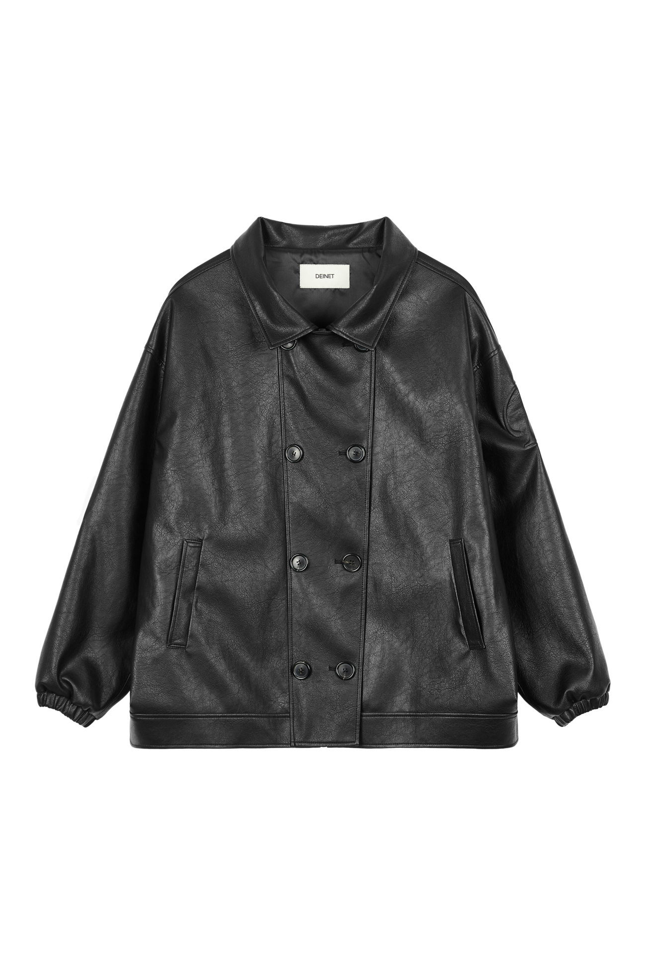 ◆DEINET◆ D HALF LEATHER JACKET IN BLACK KDPJI5S1311 D HALF LEATHER JACKET IN BLACK - DEINET
