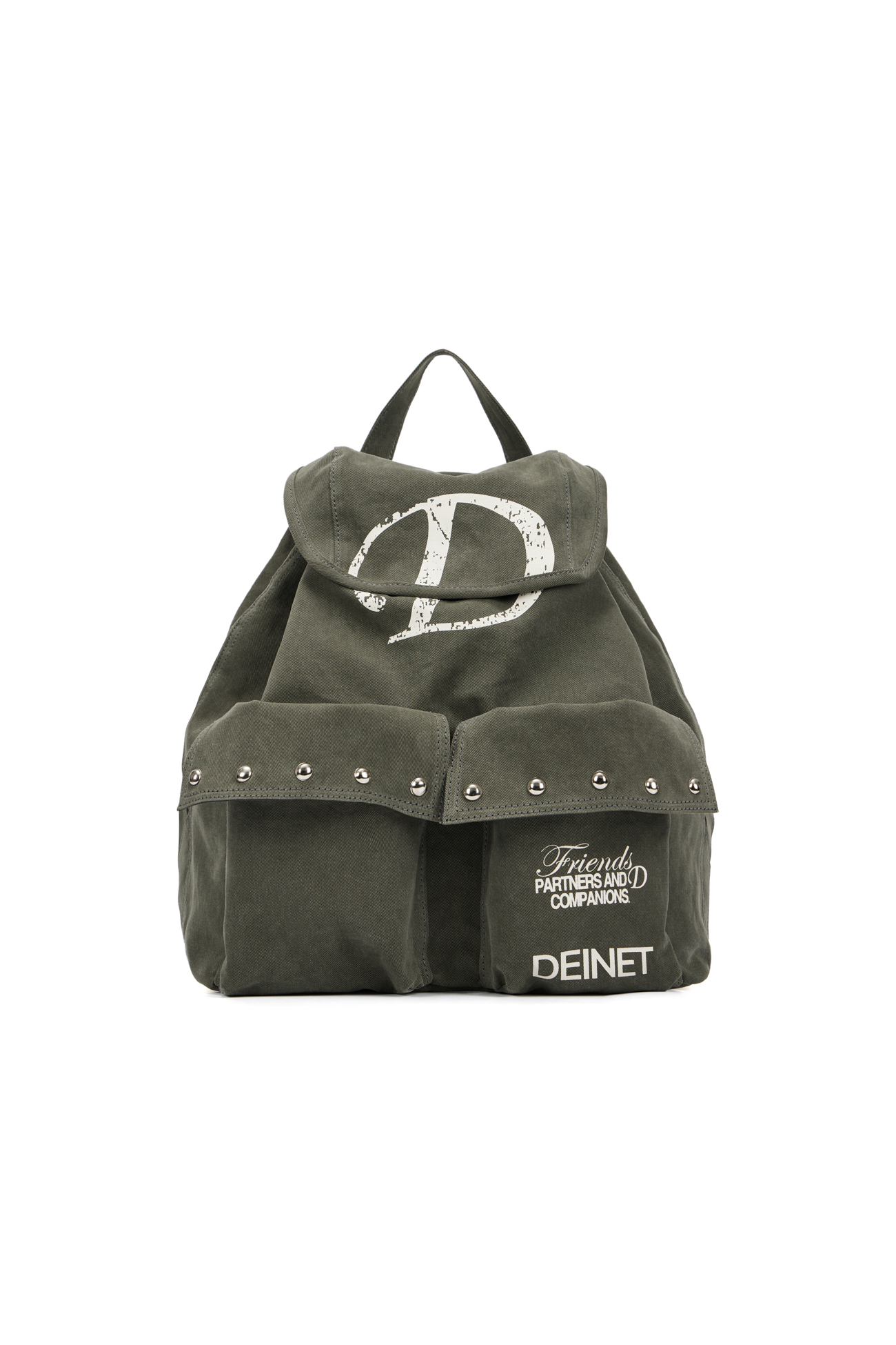 D & FRIENDS STUD POCKET BACKPACK IN KHAKI - DEINET