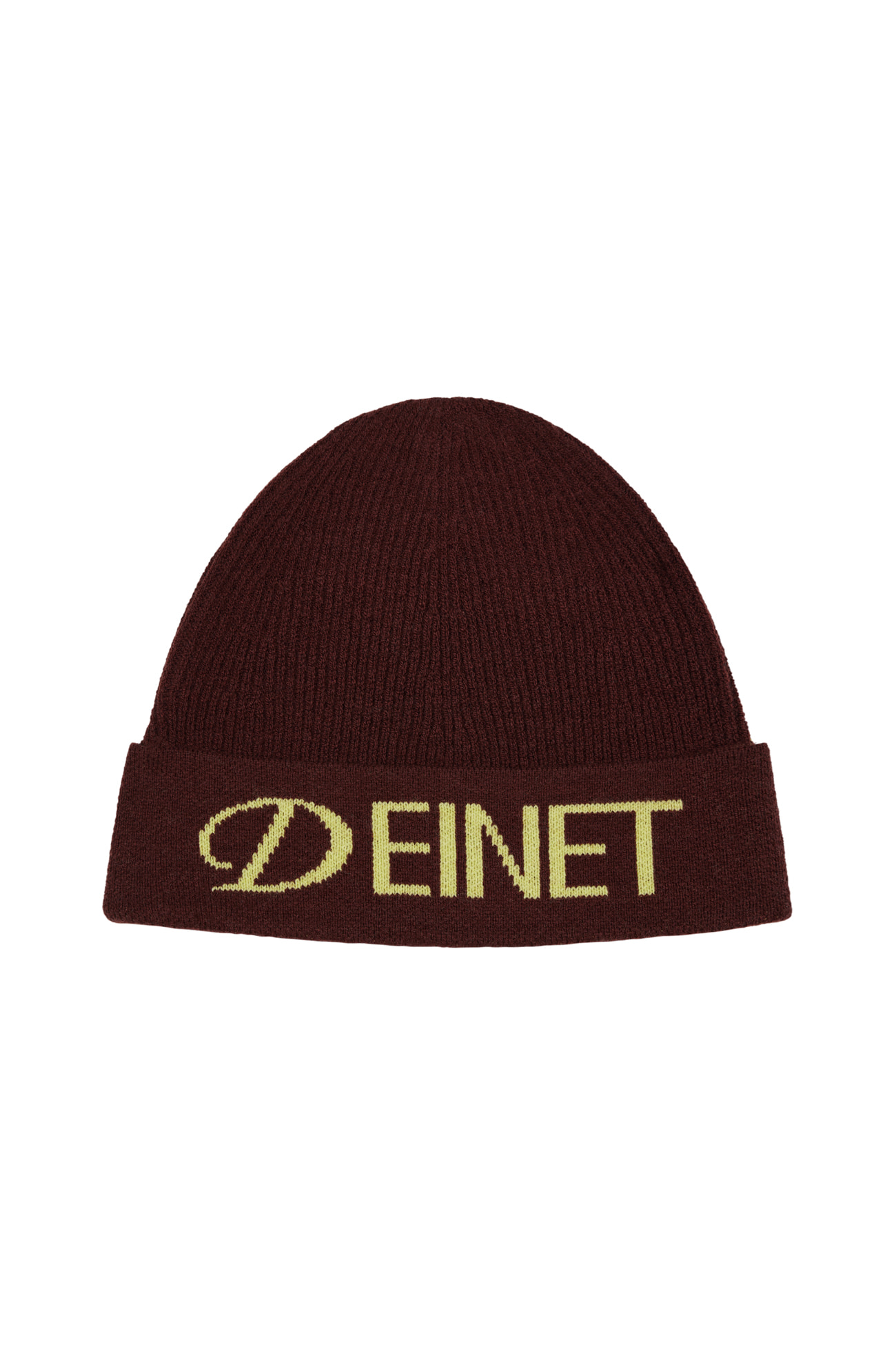 韓国人気ブランド ★ DEINET ★HANDMADE BEANIE SIGNATURE DEINET LOGO KNIT BEANIE IN BURGUNDY - DEINET