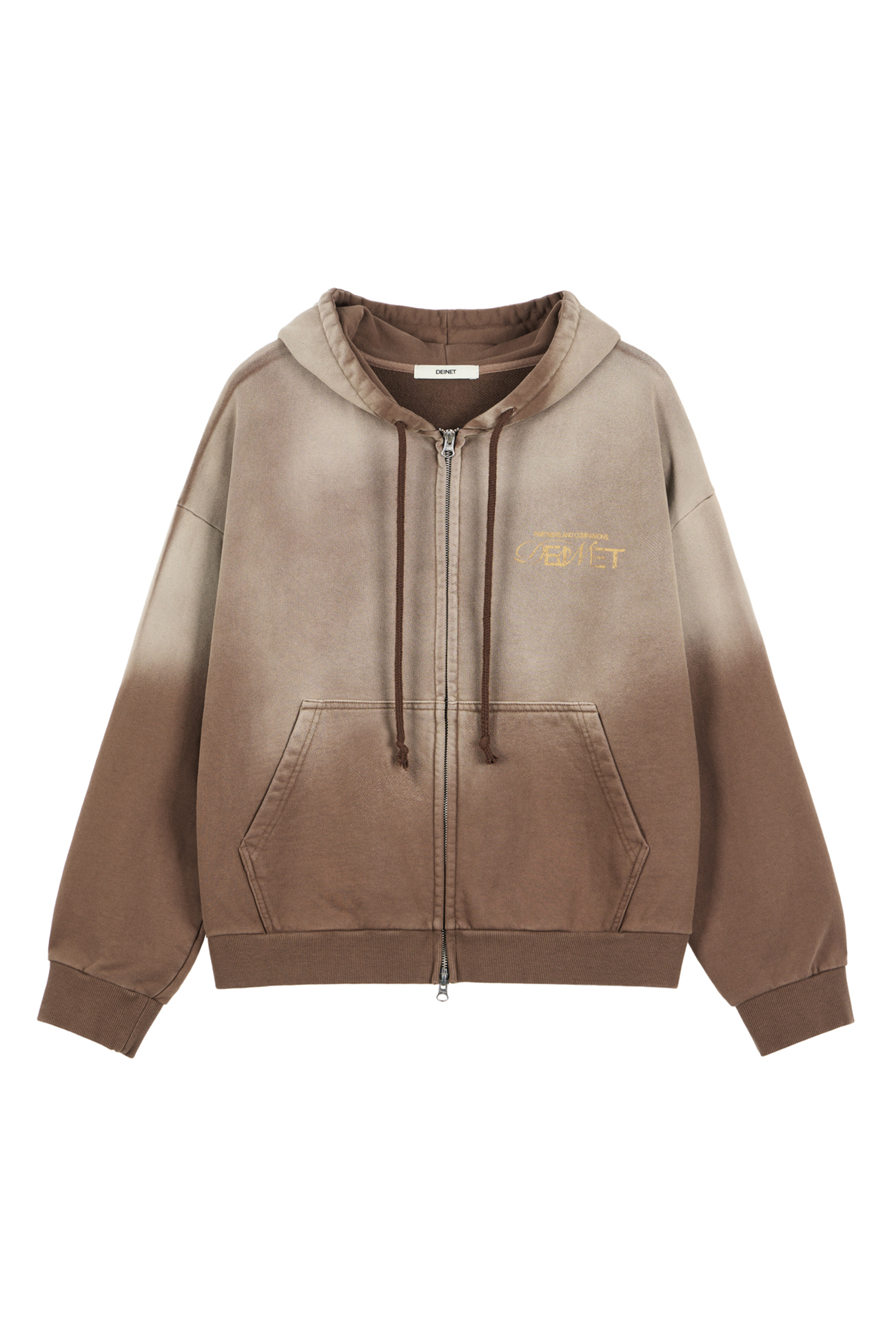 ◆DEINET◆ D LOGO WASHED HOOD ZIPUP IN BROWN KDCAH5S2311 D LOGO WASHED HOOD ZIP-UP IN BROWN - DEINET