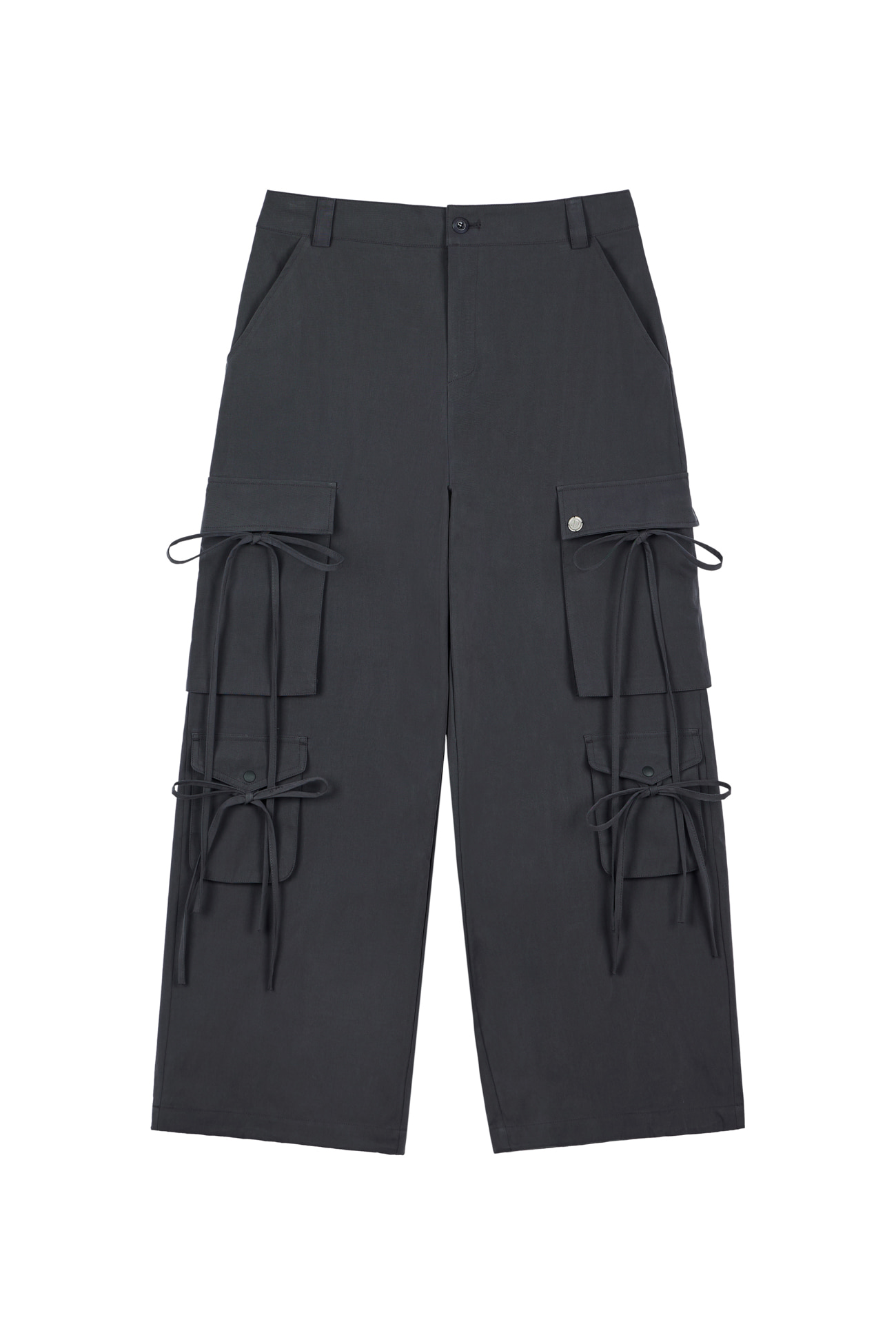 【DEINET】STRING POINT CARGO PANTS ★韓国人気★ 追跡付 STRING POINT CARGO PANTS IN CHARCOAL - DEINET