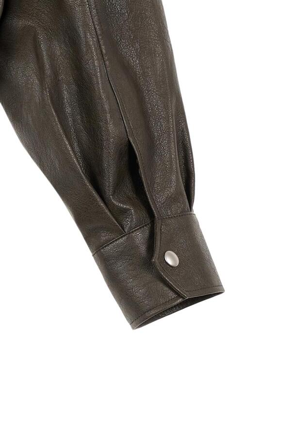 ECO-LEATHER BOMBER BANDED JUMPER FOR MEN IN DARK BROWN - DEINET