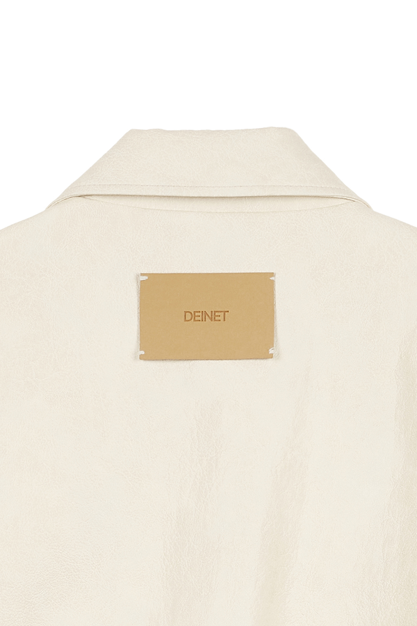 ◆DEINET◆ ECOLEATHER BOMBER BANDED JUMPER IN CREAM KDBJP4S3 ECO-LEATHER BOMBER BANDED JUMPER IN CREAM - DEINET