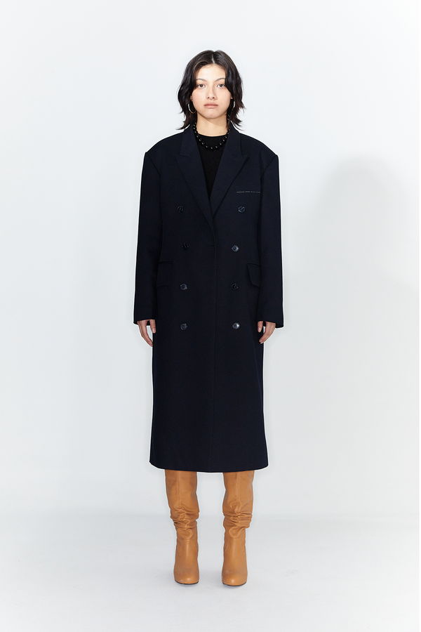 ◆DEINET◆ CLASSIC DOUBLE LONG JACKET IN NAVY KDBEL4S2511560 CLASSIC DOUBLE LONG JACKET IN NAVY - DEINET