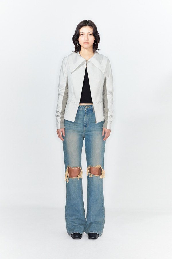 パンツ +DEINET+ SCRATCH DAMAGE BOOTSCUT DENIM PANTS IN BLUE KDCMP4S SCRATCH DAMAGE BOOTS-CUT DENIM PANTS IN BLUE - DEINET