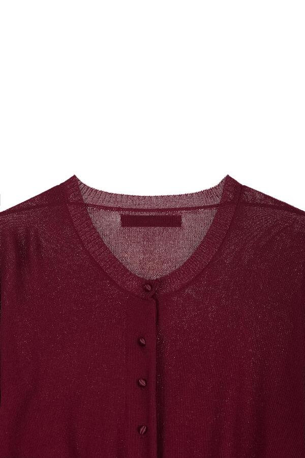 CROP ROUND CARDIGAN IN BURGUNDY - DEINET
