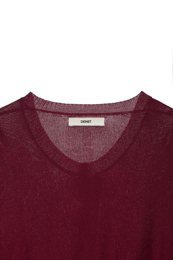 ◆DEINET◆ CROP ROUND CARDIGAN IN BURGUNDY KDBBC4S5211 CROP ROUND CARDIGAN IN BURGUNDY - DEINET