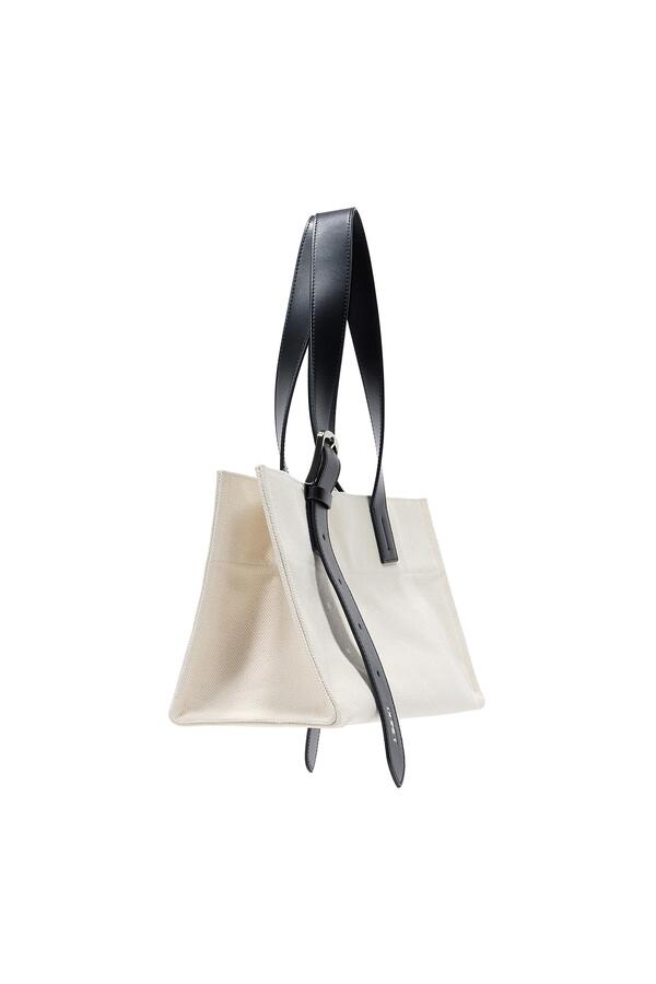ショルダーバッグ・ポシェット +DEINET+ CANVAS BELTED HANDLE TOTE BAG IN IVORY KDCUC4M72110 CANVAS BELTED HANDLE TOTE BAG IN IVORY - DEINET