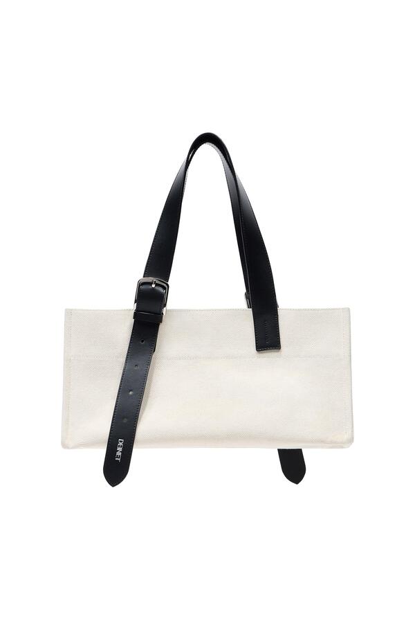 ショルダーバッグ・ポシェット +DEINET+ CANVAS BELTED HANDLE TOTE BAG IN IVORY KDCUC4M72110 CANVAS BELTED HANDLE TOTE BAG IN IVORY - DEINET
