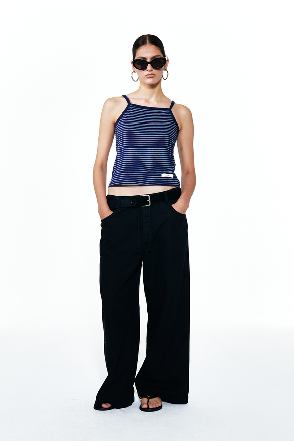 STUD WIDE PANTS IN BLACK - DEINET