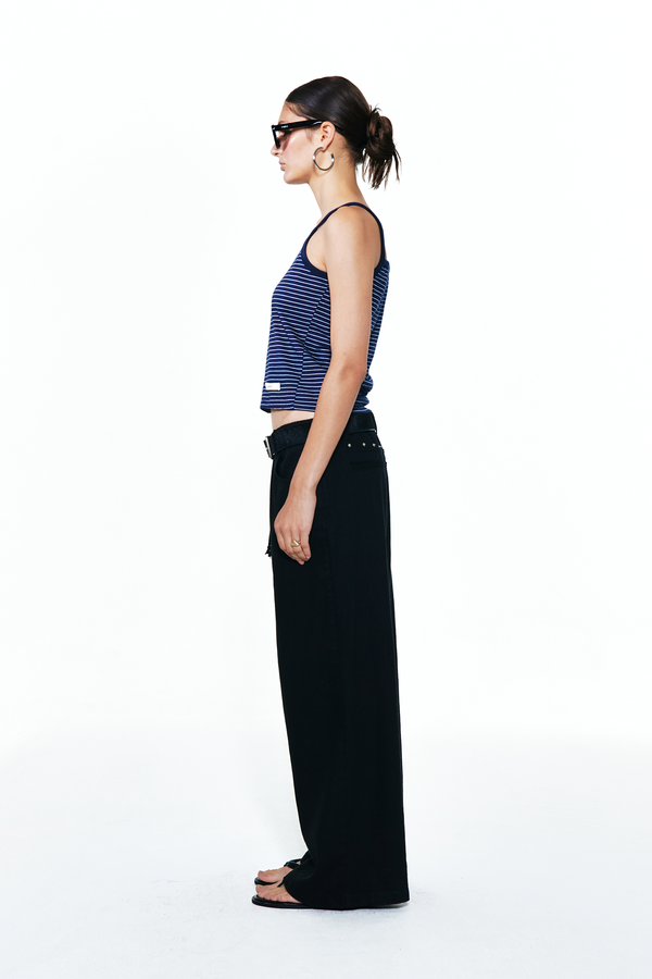 パンツ +DEINET+ STUD WIDE PANTS IN BLACK KDBDL4S6211 STUD WIDE PANTS IN BLACK - DEINET