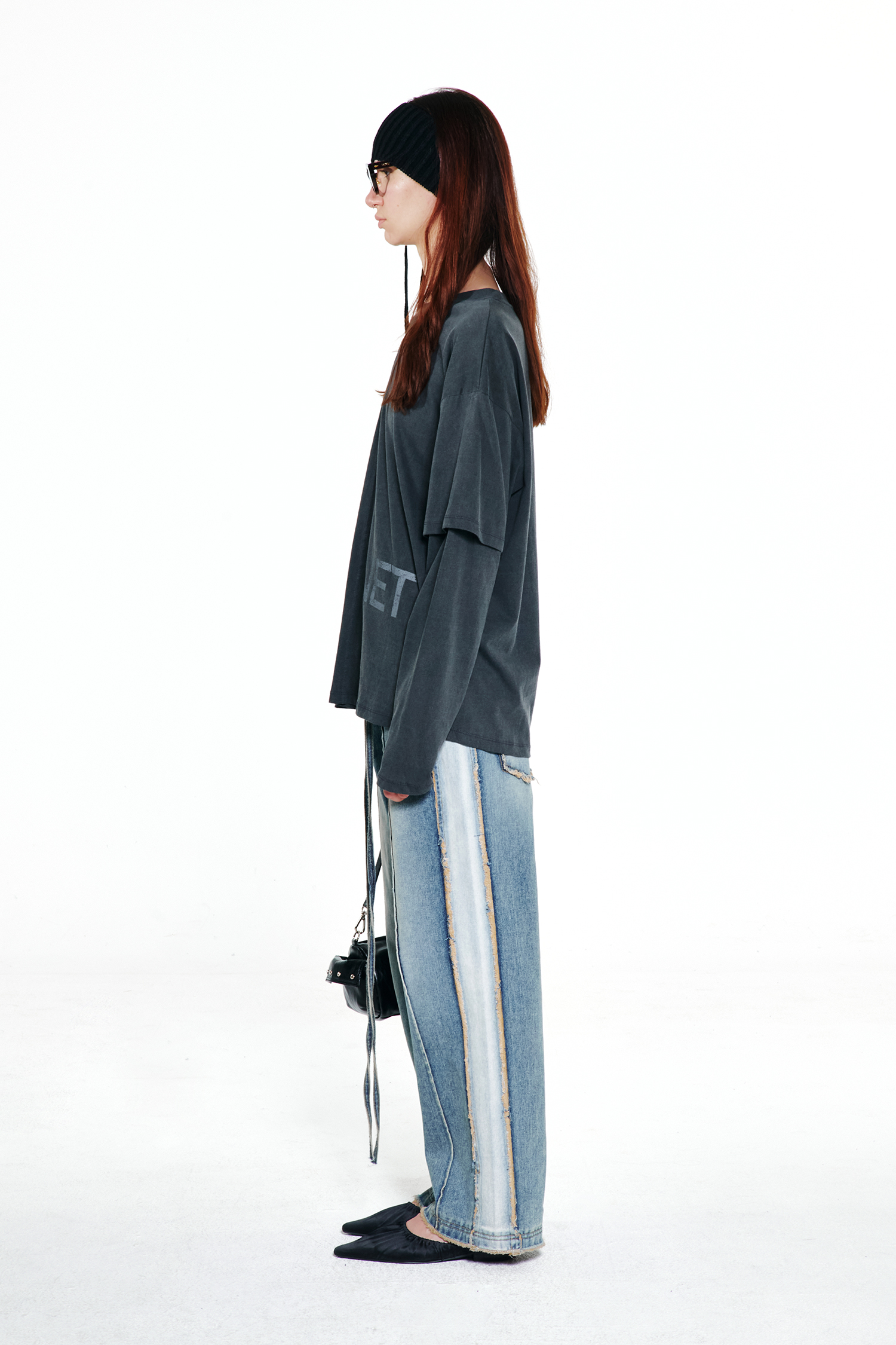 パンツ +DEINET+ STRING BELT RAW EDGE JEANS IN BLACK KDPMP4F8311 DEINET : 24FW / STRING BELT RAW EDGE JEANS (BLUE) (DEINET