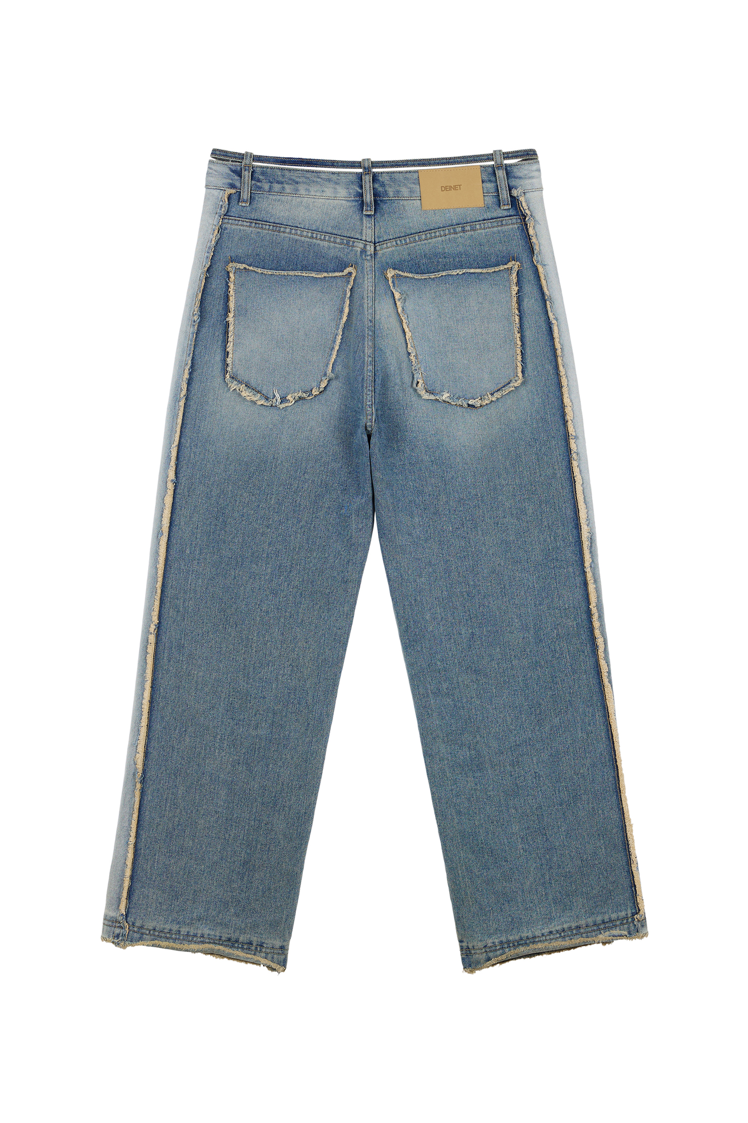 韓国商品/DEINET STRING BELT RAW EDGE JEANS STRING BELT RAW EDGE JEANS IN BLACK - 감도 깊은 취향 셀렉트