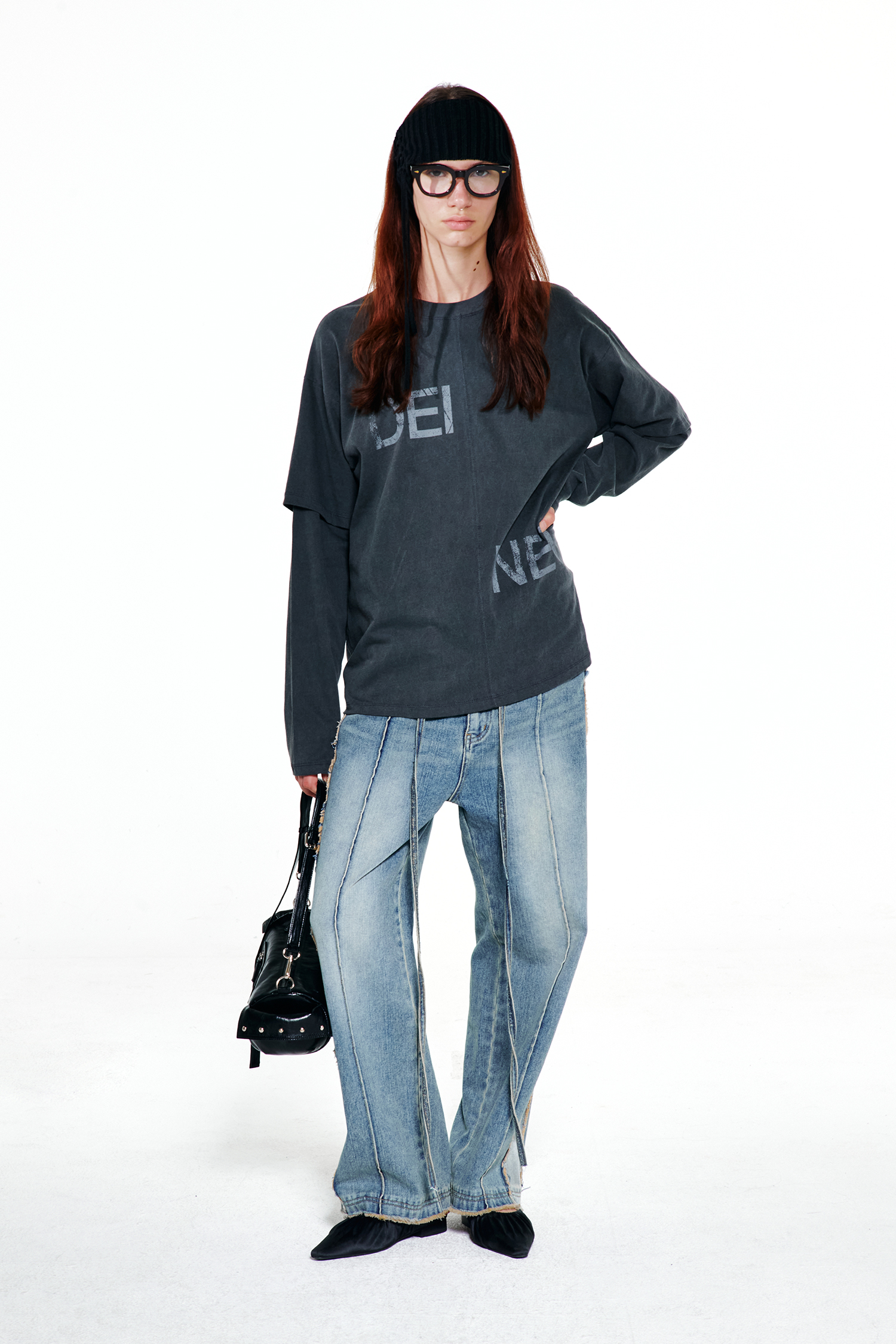 STRING BELT RAW EDGE JEANS IN BLUE - DEINET