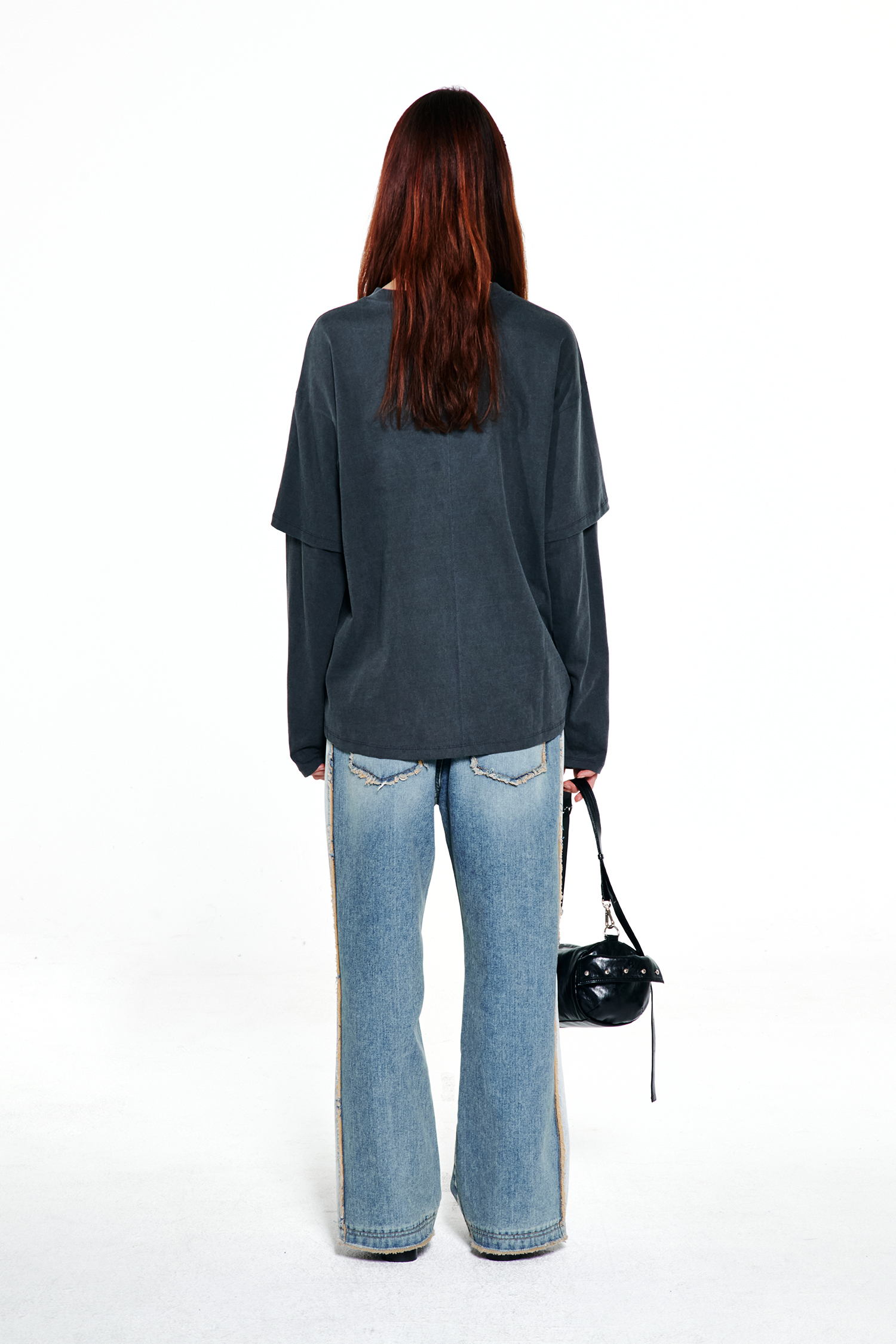 STRING BELT RAW EDGE JEANS IN BLUE - DEINET