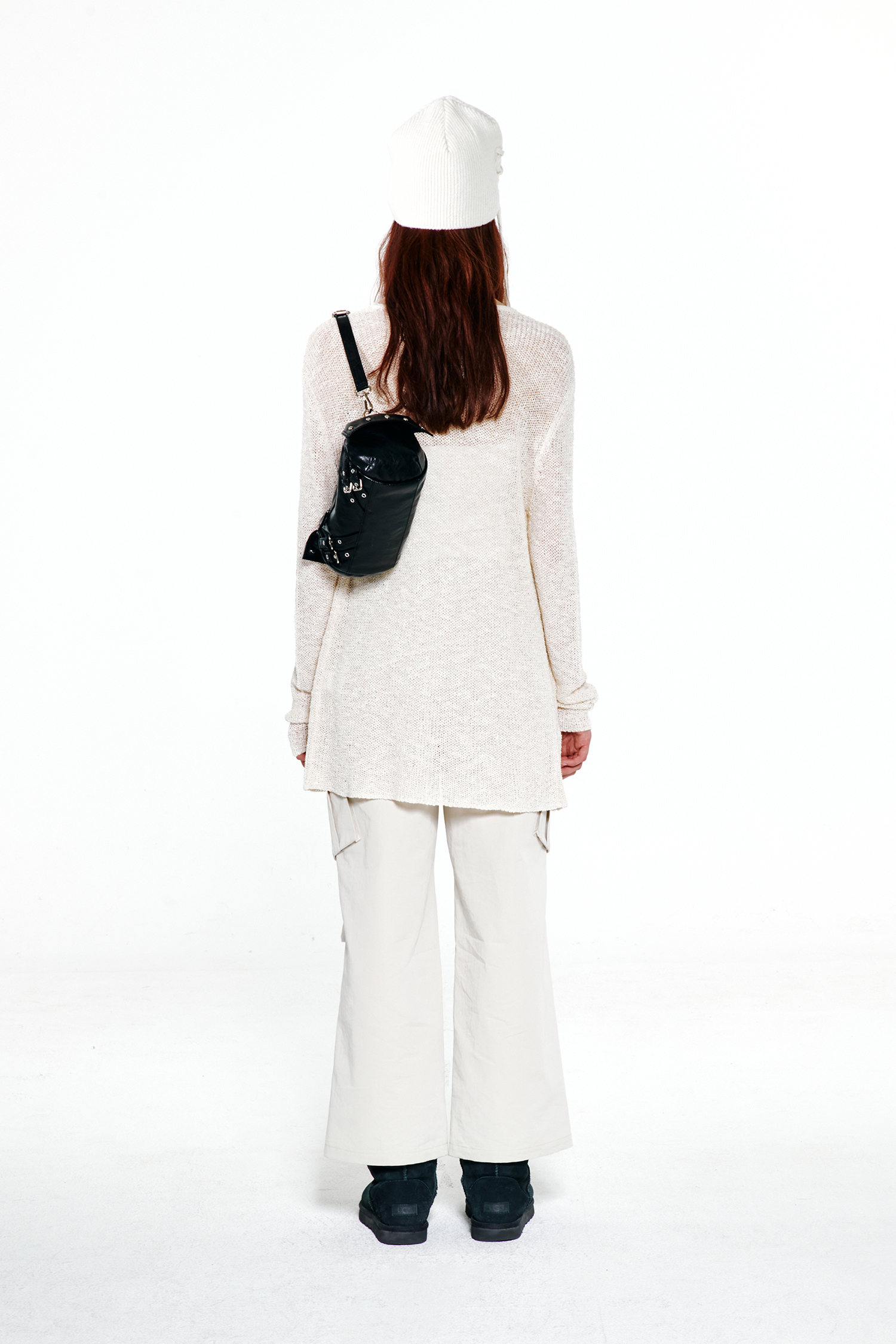 ONE BUTTON KNIT LONG CARDIGAN IN IVORY - DEINET