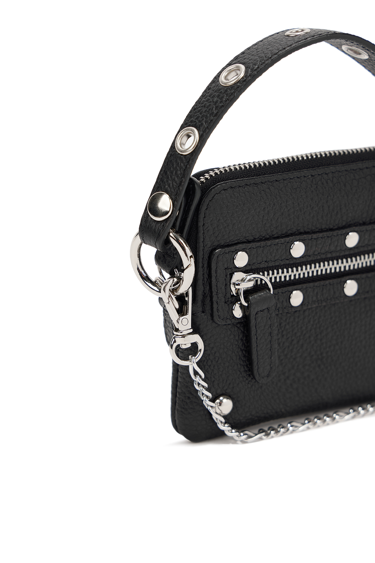 DEINET STUD CROSS CHAIN WALLET IN BLACK - DEINET DEINET STUD CROSS CHAIN WALLET IN BLACK - DEINET