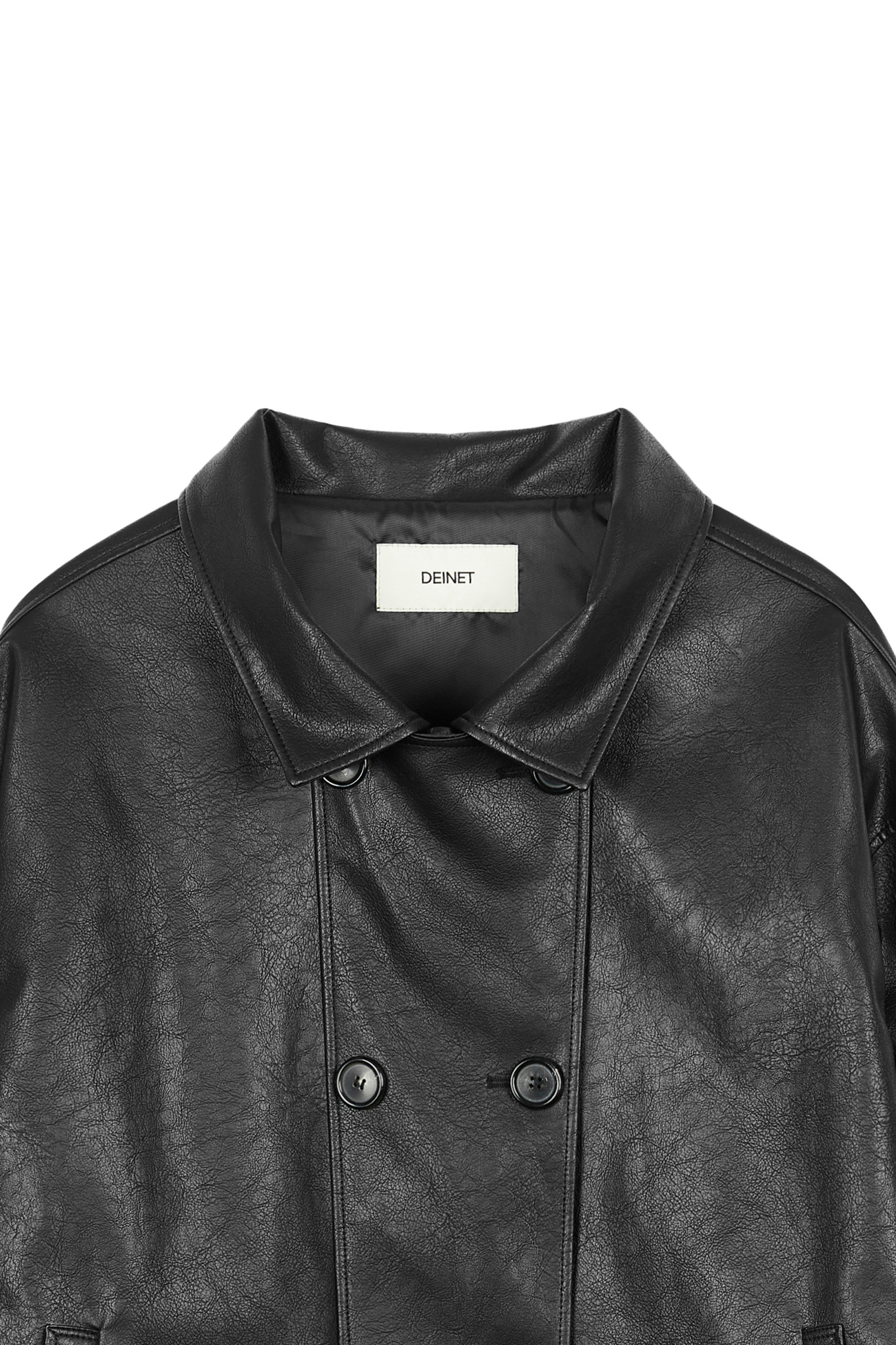 ◆DEINET◆ D HALF LEATHER JACKET IN BLACK KDPJI5S1311 D HALF LEATHER JACKET IN BLACK - DEINET
