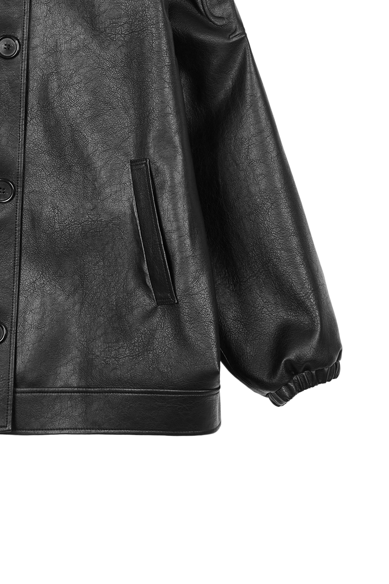 D HALF LEATHER JACKET IN BLACK - DEINET