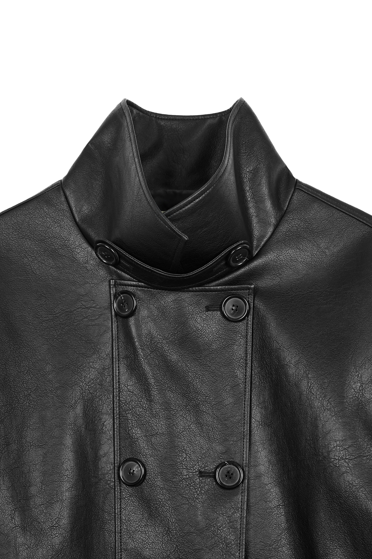 ◆DEINET◆ D HALF LEATHER JACKET IN BLACK KDPJI5S1311 D HALF LEATHER JACKET IN BLACK - DEINET