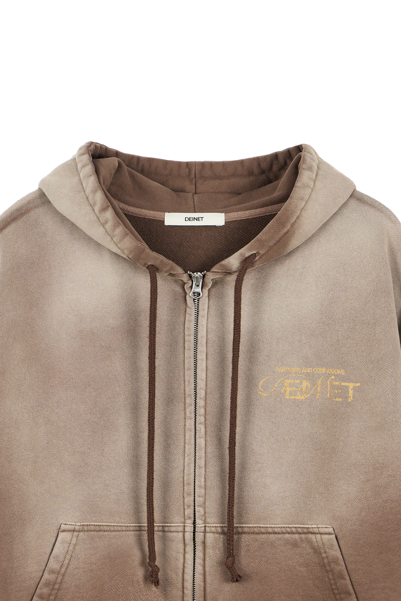 ◆DEINET◆ D LOGO WASHED HOOD ZIPUP IN BROWN KDCAH5S2311 D LOGO WASHED HOOD ZIP-UP IN BROWN - DEINET