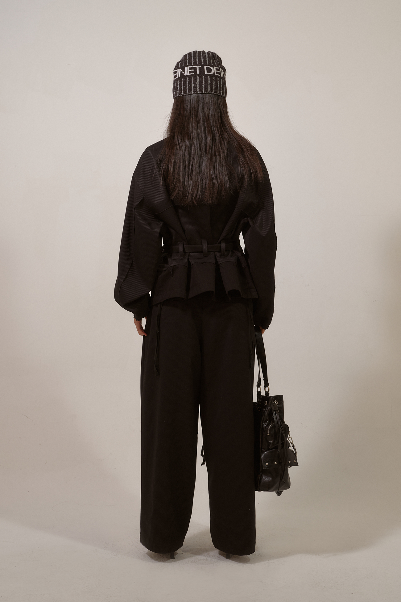 STRIPE SHORT TRENCH JACKET IN BLACK - DEINET