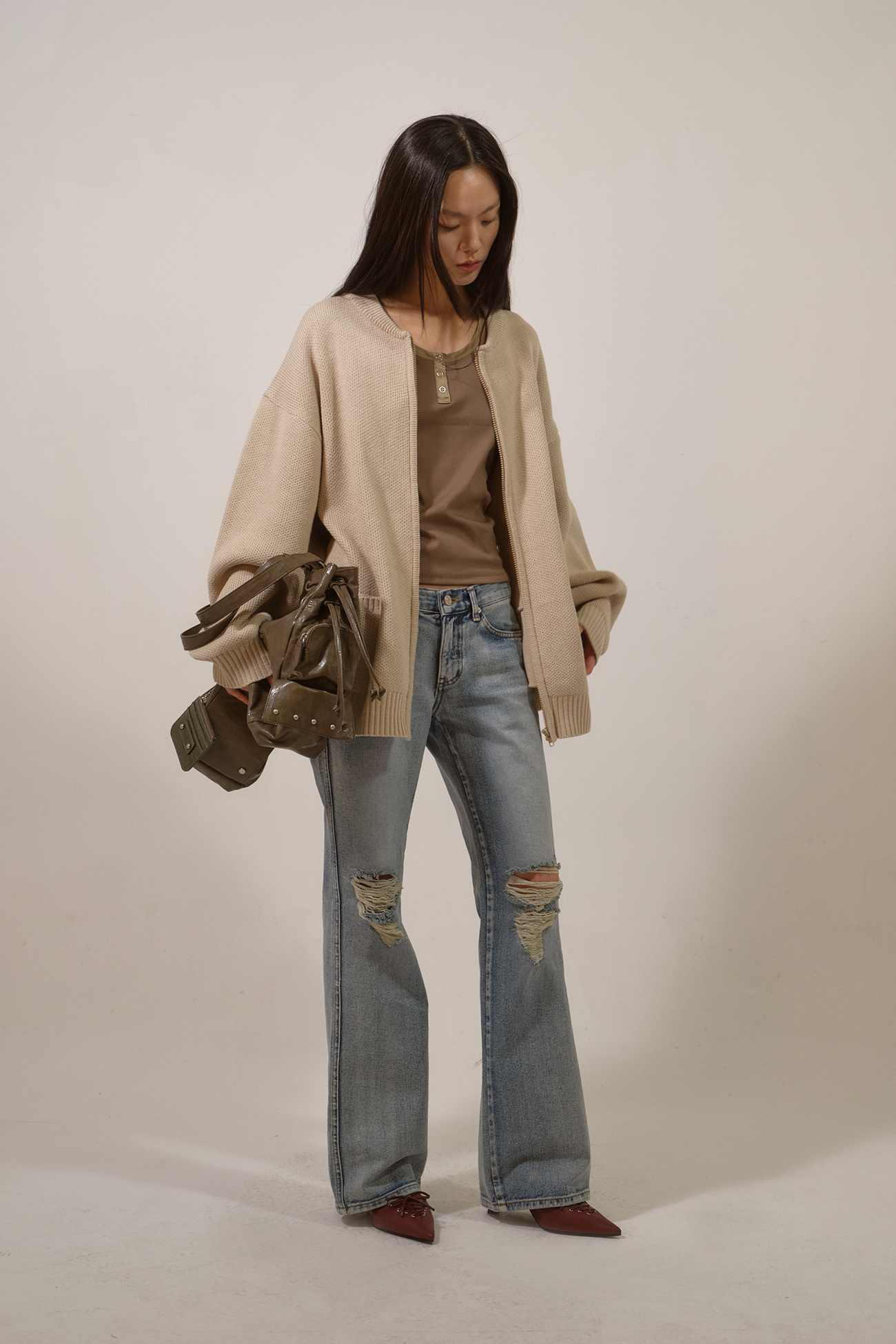 RIPPED DAMAGE BOOTS CUT DENIM IN BLUE - DEINET