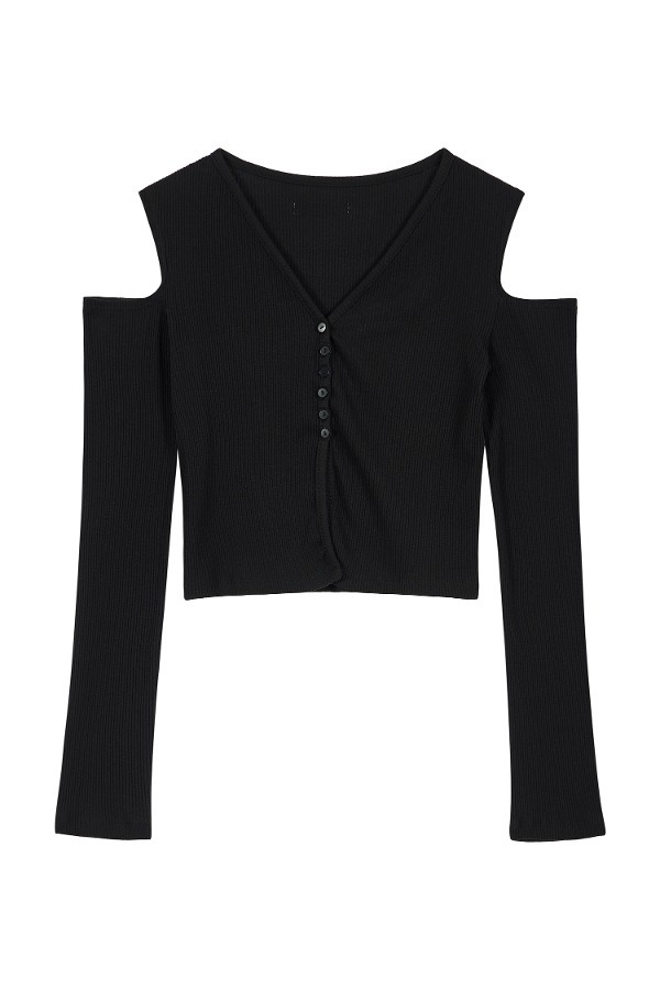 LAYER BUTTON CARDIGAN IN BLACK