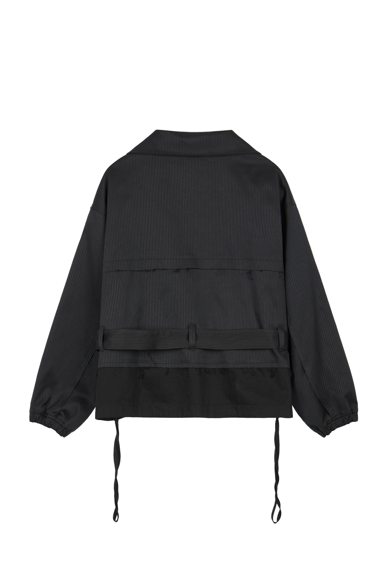 ◆DEINET◆ STRIPE SHORT TRENCH JACKET IN BLACK KDPFU5S1311 STRIPE SHORT TRENCH JACKET IN BLACK - DEINET