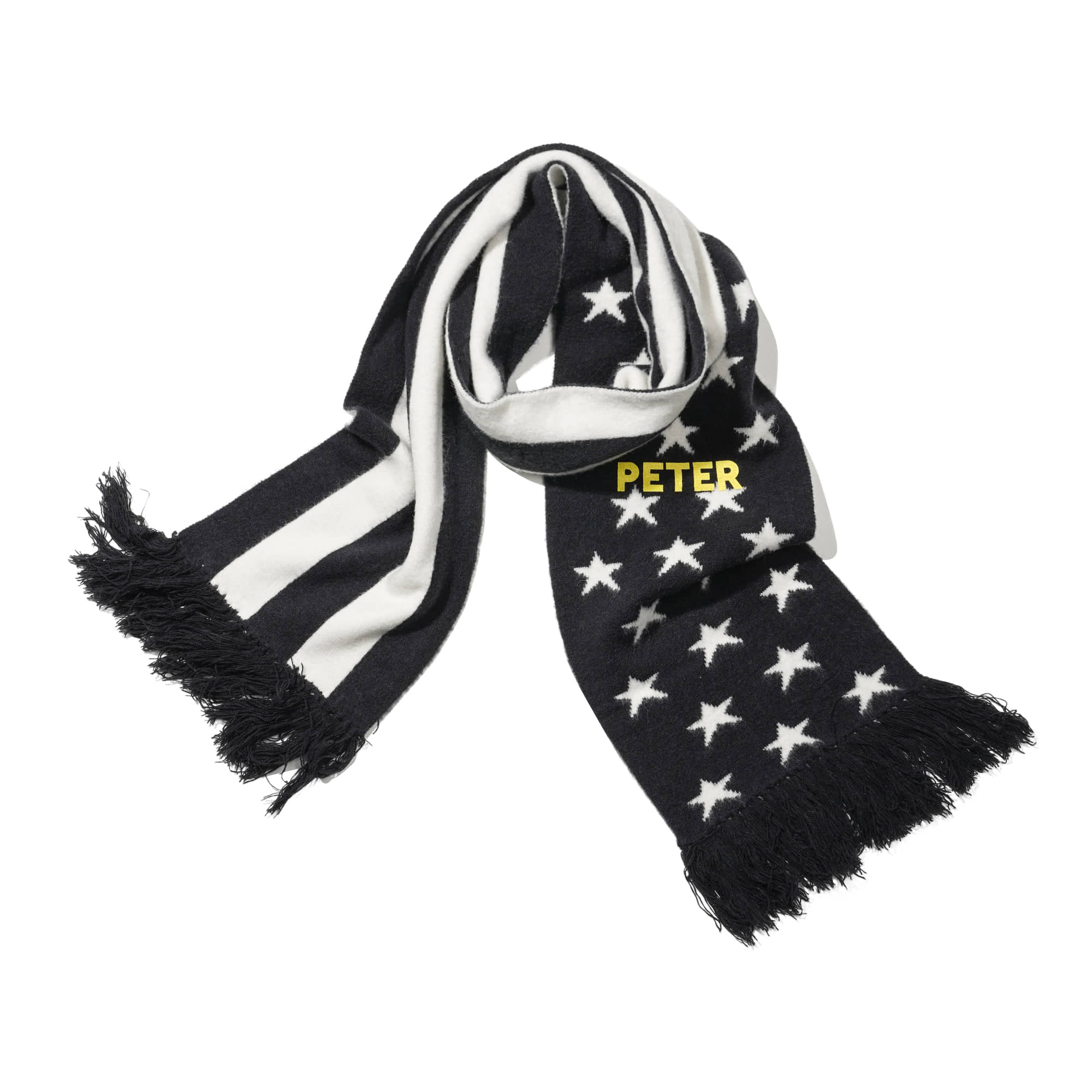 Peter Do】Striped Scarf Black Peter Do】Striped Scarf Black
