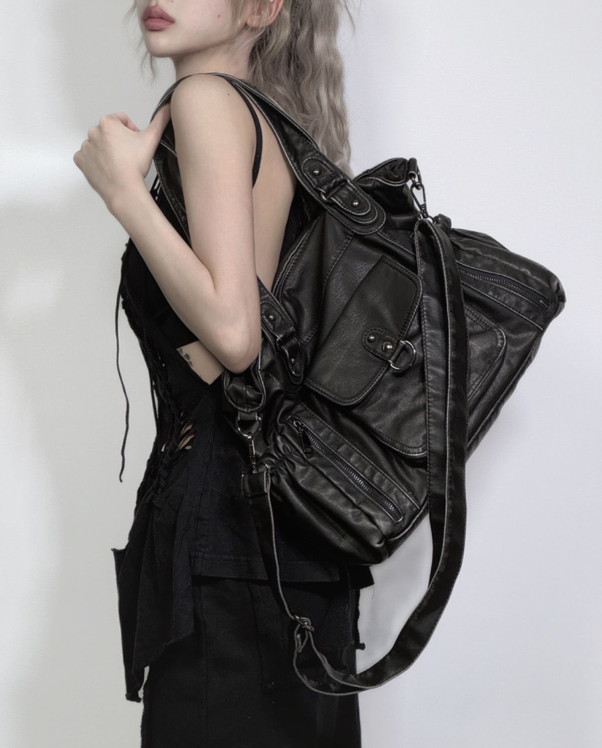 バッグ 00s archive gimmick shoulder bag y2k 00s gimmick mulch zip shoulder bag y2k Y2k Punk Shoulder Cross