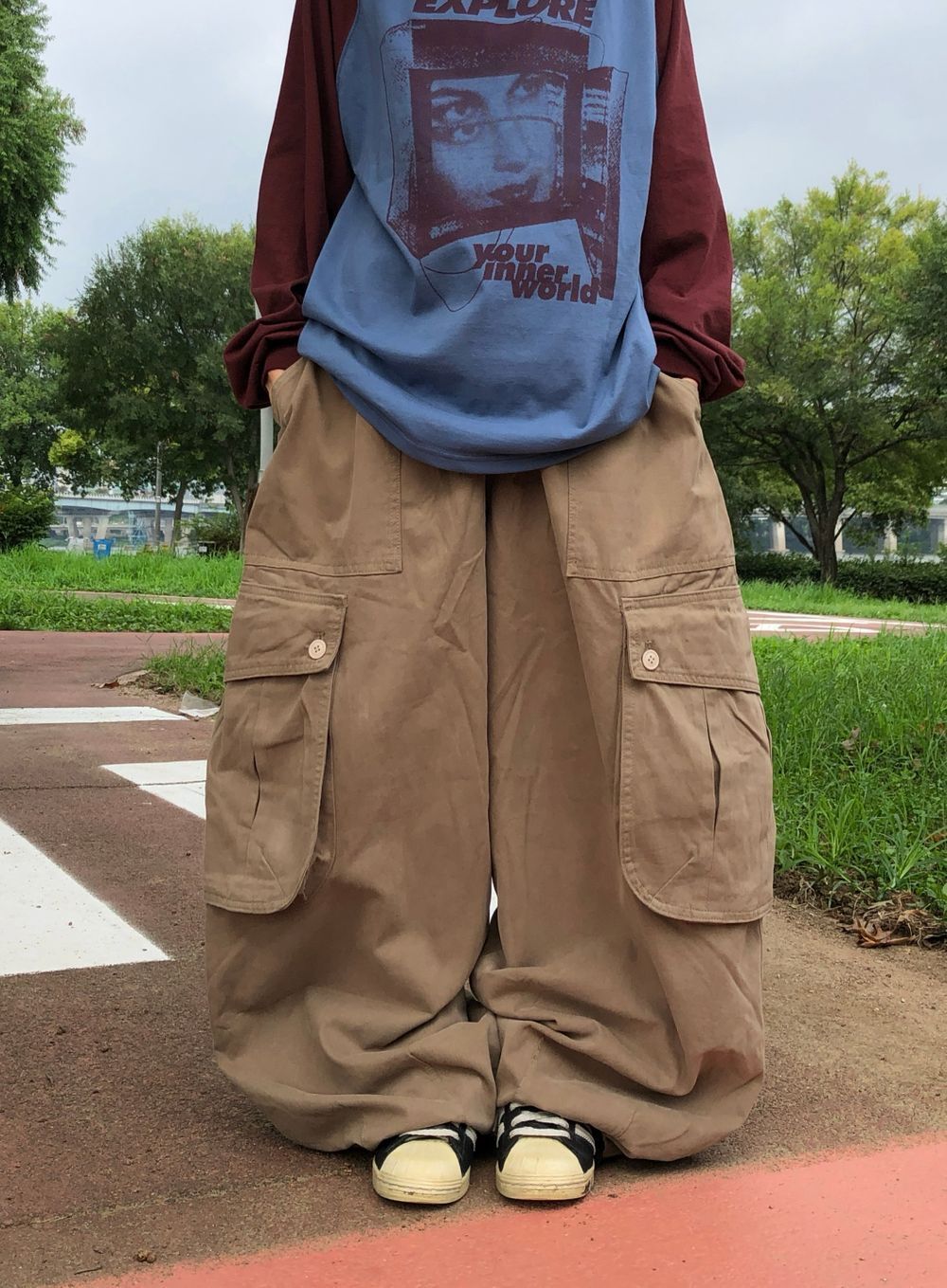 unisex] ティンド立体カーゴバルーンパンツ(2C) - SEAZ