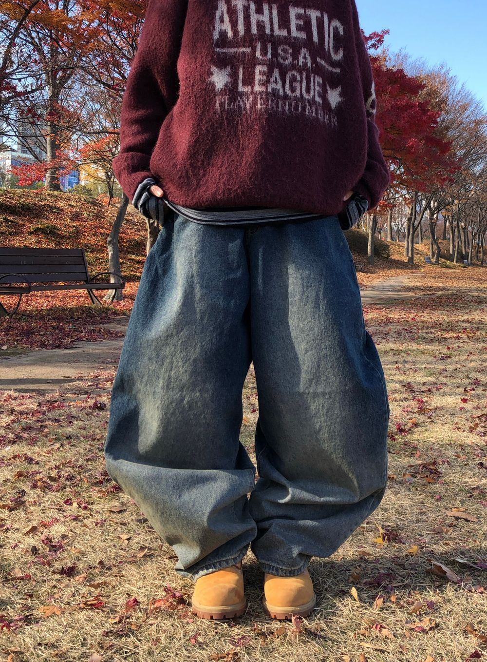 るんデニム unisex]デイトーンシフトデニムバルーンパンツ（1C） - SEAZ