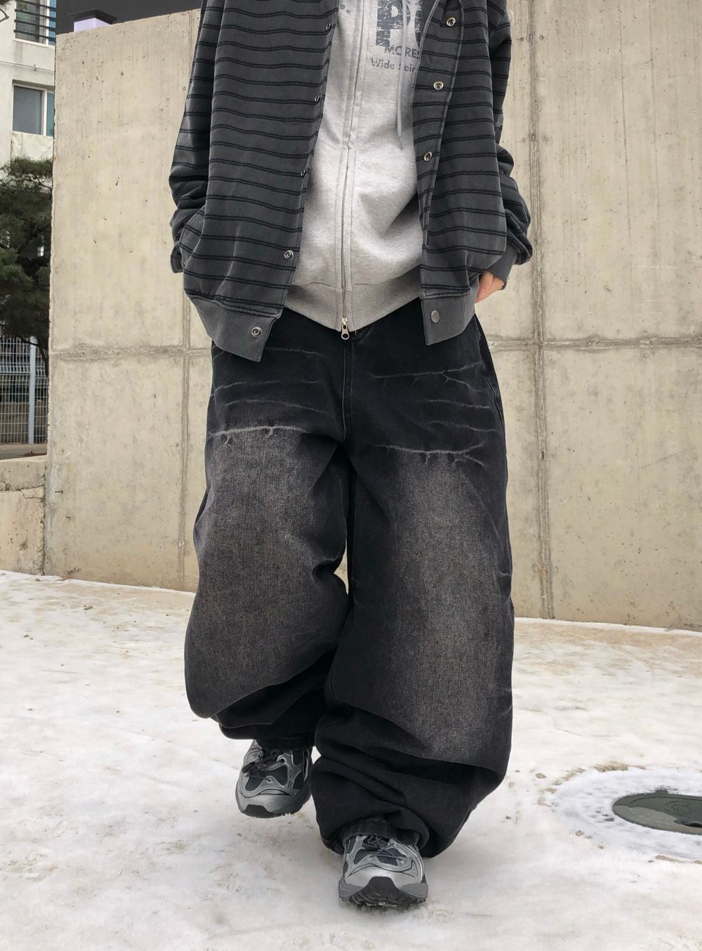 unisex] サンダーウォッシュバルーンデニムパンツ（2C） - SEAZ
