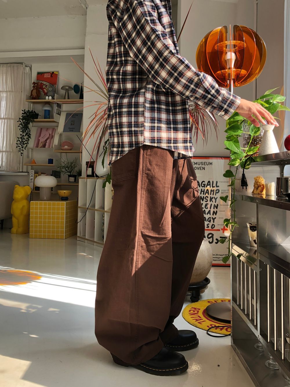 unisex]ディープ斜線カーブワイドパンツ（3C） - SEAZ