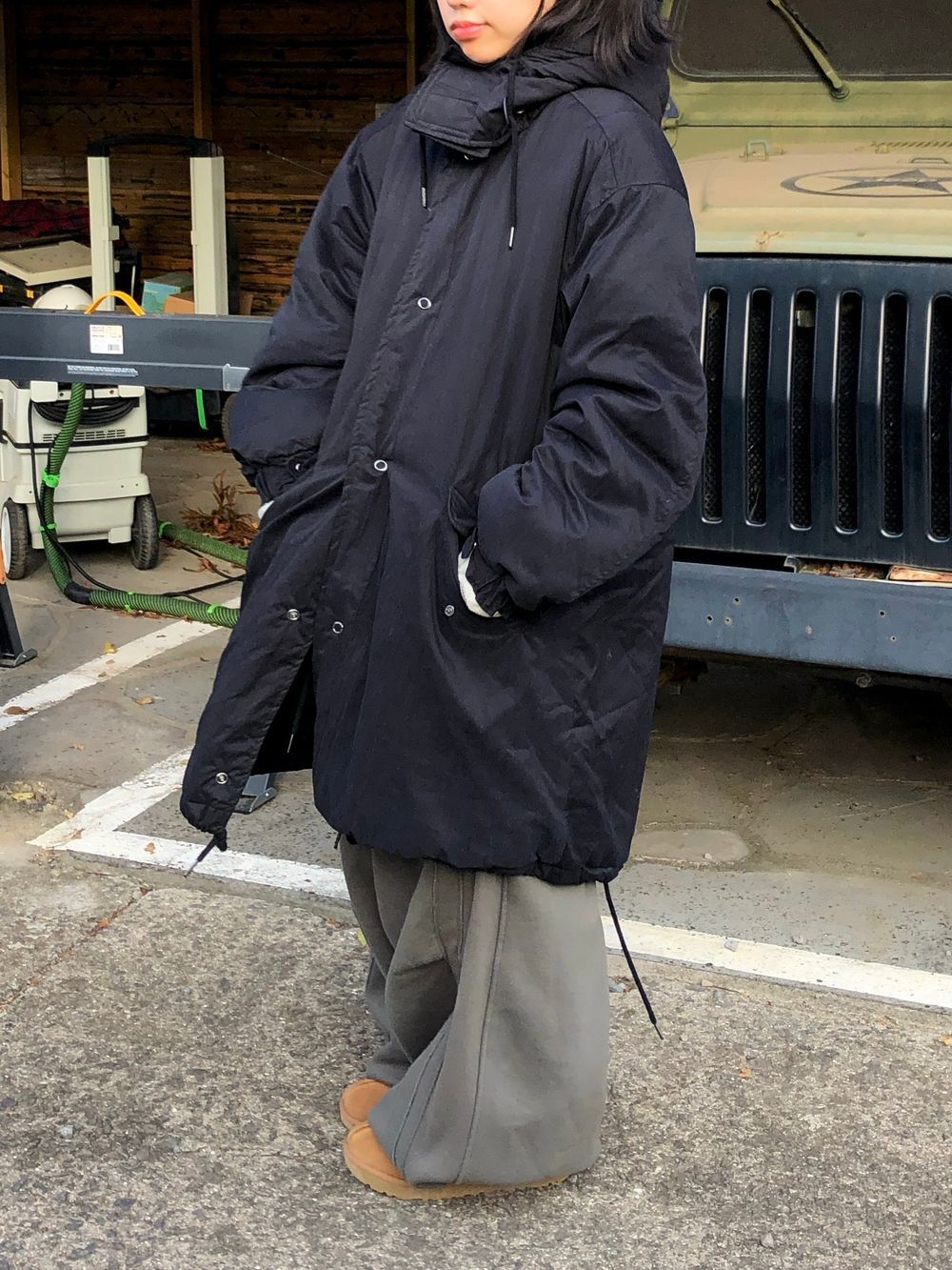 unisex]フィッシュテールフードミッドパーカー（2C） - SEAZ