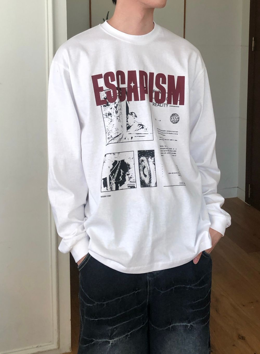 unisex] ESCAPISMグラフィックロングスリーブ（3C） - SEAZ