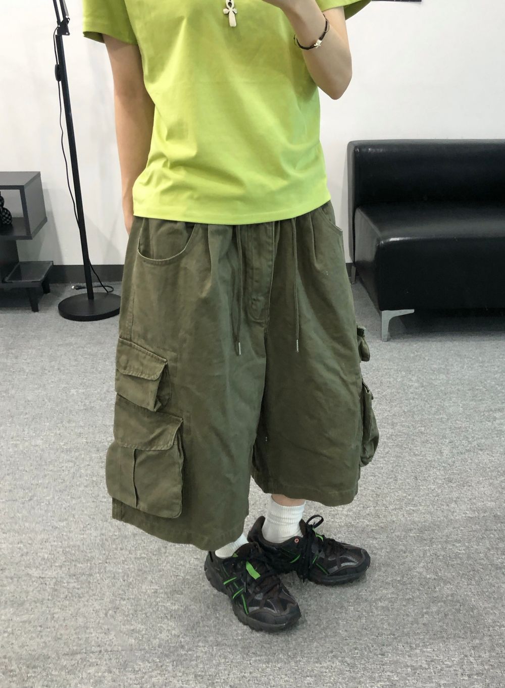 unisex]ストーンダブルカーゴバミューダパンツ（3C） - SEAZ