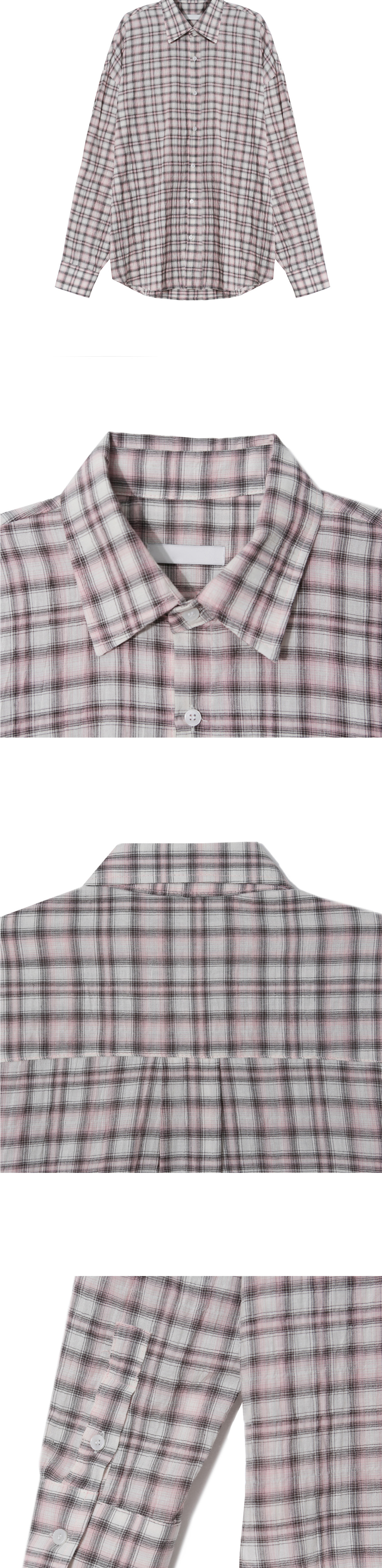 ユニセックス)リネンチェック長袖シャツ(3Color) | ファッション