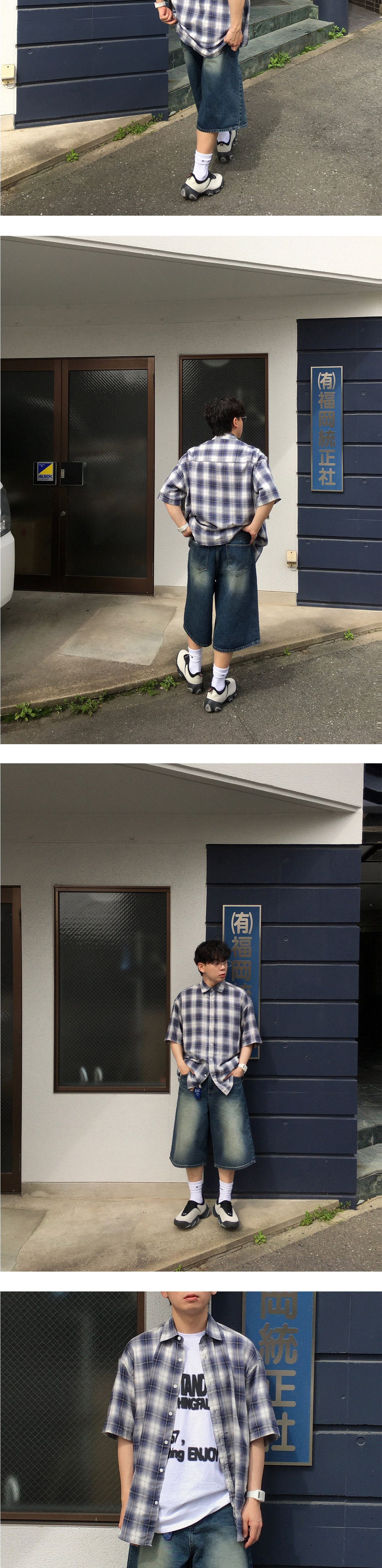 ハーフ デニム パンツ (Washed Blue) | ファッション通販サイト NUGU