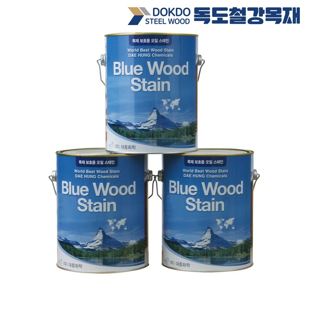 대흥화학 친환경 blue wood stain 오일스테인 3.5L 대용량 목재 보호 페인트