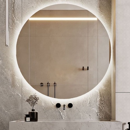 LED round 800 pie bathroom vanity indirect lighting 3-color dimming mirror
