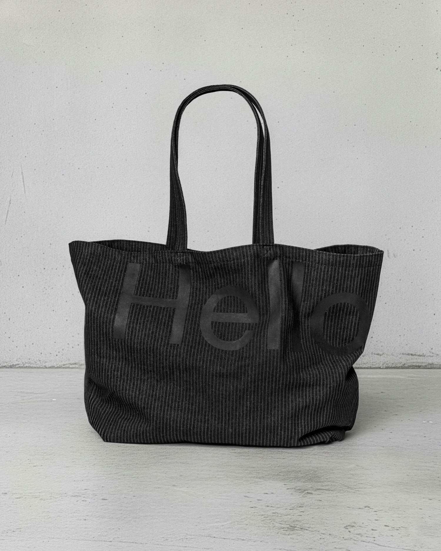 헬로튜드 - Big tote bag - Heavy stripe denim