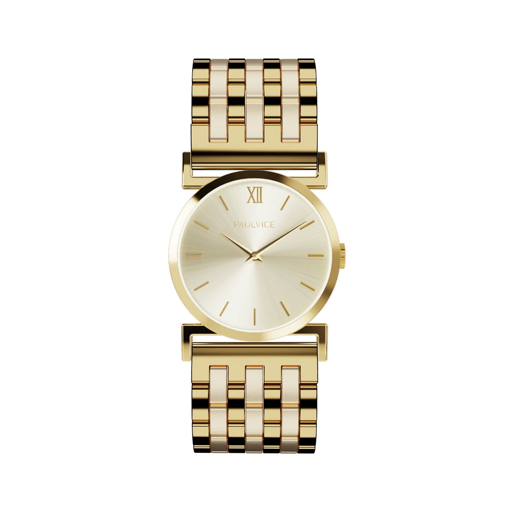 ロージーゴールド-ゴールドメタル女性時計