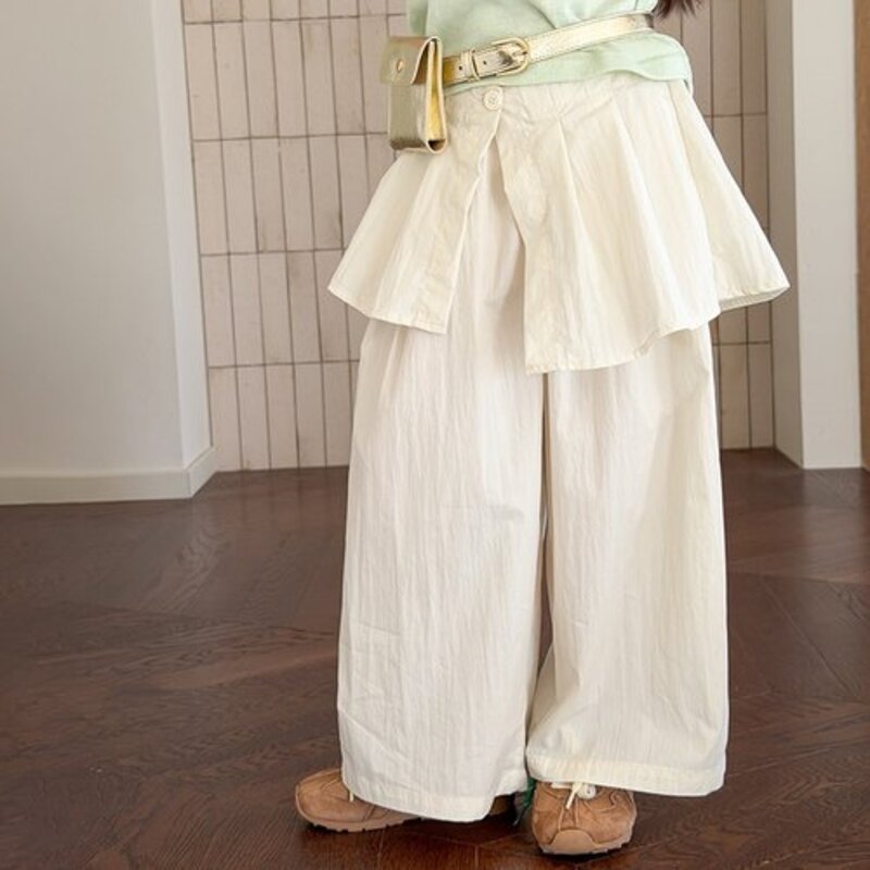 KAPITAL レイヤード風ワイドパンツ　スカート付きパンツ KID】スカートレイヤード風 ワイドパンツ | Skyhug